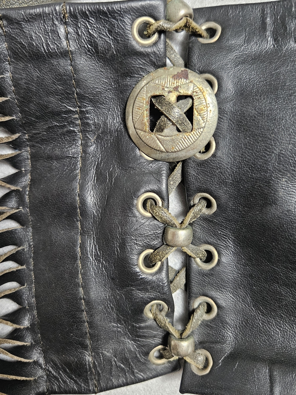 Vintage Black Leather Fringe Boot Wraps w/ Silver Conchos - Picture 12 of 12